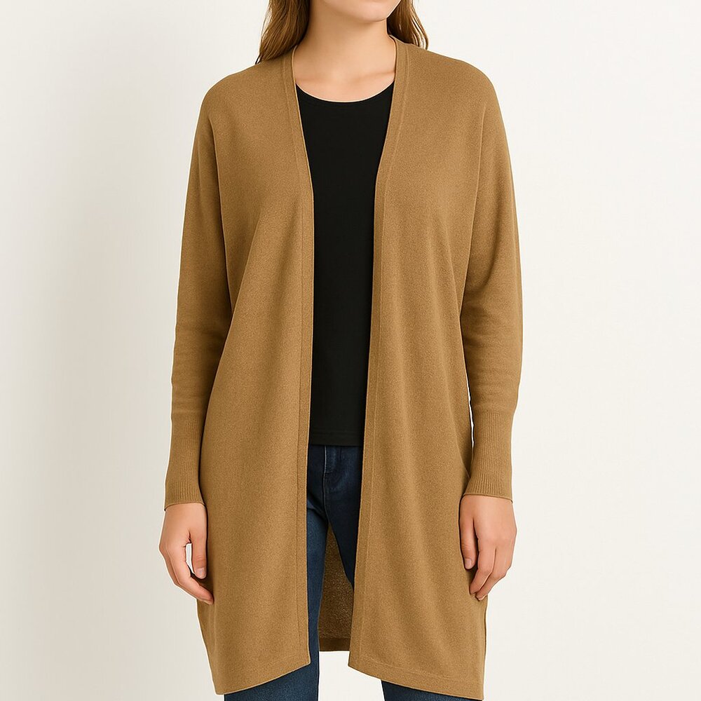 CC (NWT) Sweater Cardigan Warm Toffee Open Front Drape Long Sleeve XL